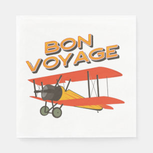 Bon Voyage Biplane Vintage Aeroplane Napkin