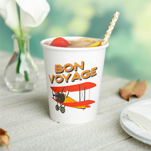 Bon Voyage Biplane Vintage Aeroplane Paper Cups (Creator Uploaded)