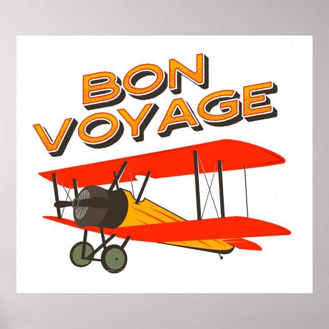 Bon Voyage Biplane Vintage Aeroplane Poster (Creator Uploaded)