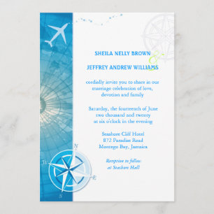 Bon Voyage Blue Destination Wedding Invitation