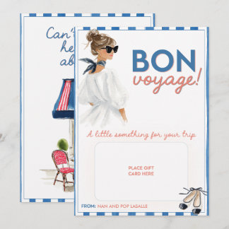 Bon Voyage blue gift card holder postcard