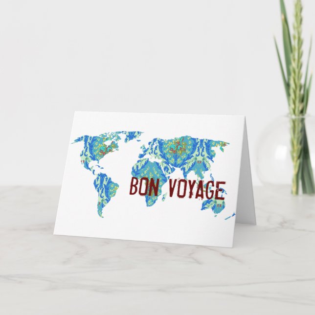 Bon Voyage | Bohemian Pattered World Map Card (Front)