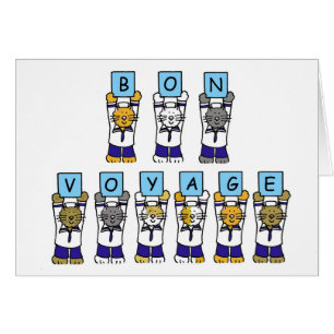 Bon Voyage Cartoon Cats in Sailor Outfits