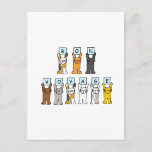 Bon Voyage Cartoon Cats Postcard