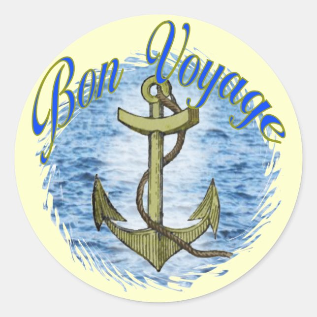 Bon Voyage Classic Round Sticker (Front)