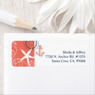 Bon Voyage Coral Reef Destination Wedding Return Address Label