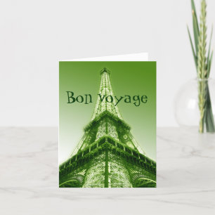 Bon voyage Eiffel Tower Good Trip Card Green