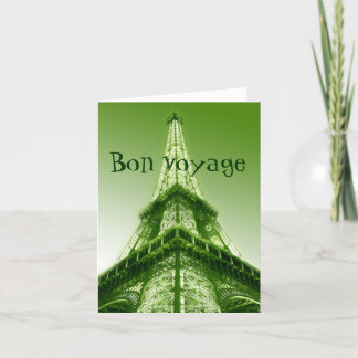 Bon voyage Eiffel Tower Good Trip Card Green