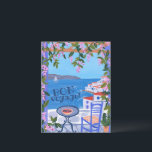 BON VOYAGE Flowers Terrace Greek Island Postcard<br><div class="desc">Customise this card by adding your own text to the back side by clicking "personalise" above. Check my shop for more colours and designs or let me know if you'd like something custom. Thanks for shopping with me!</div>