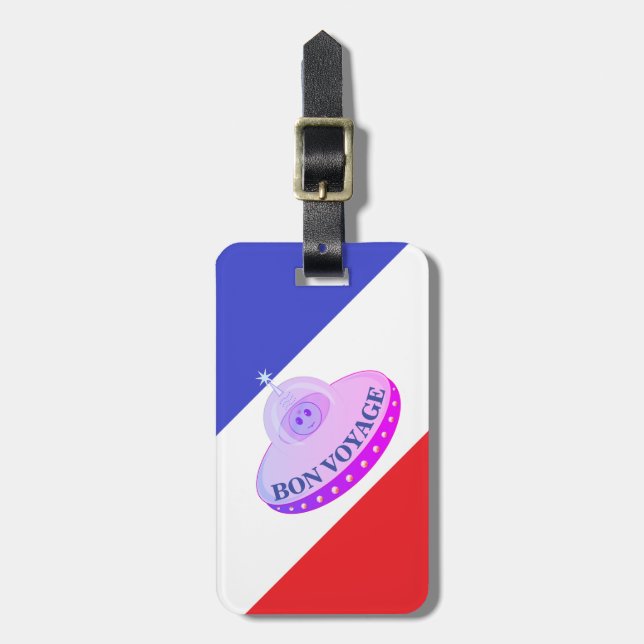 Bon Voyage Flying Saucer Luggage Tag (Front Vertical)