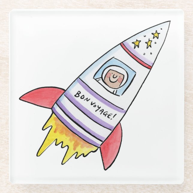 Bon Voyage Glass Coaster (Front)