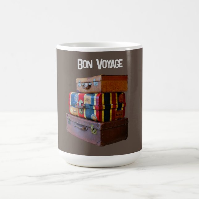 Bon Voyage/Goodbye/ Retirement Vintage Luggage Coffee Mug (Center)