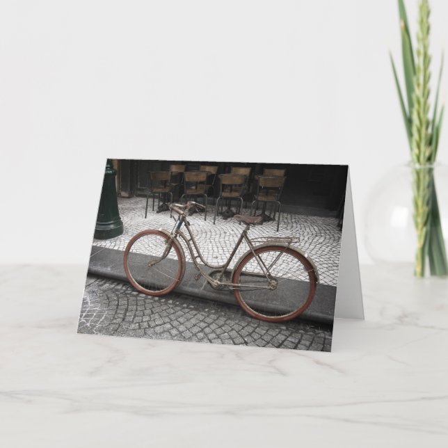 Bon Voyage Greeting Card - Old Bike in Paris (Front)