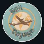 Bon Voyage Let's travel the world design Ceramic Knob<br><div class="desc">Let's travel illustration with world map and aeroplane decoration on turquoise background and "Bon Voyage" text design for everybody who likes travelling. You can change the background colour easily. It is easy to customise it by changing the names/date/text etc.</div>