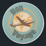Bon Voyage Let's travel the world design Ceramic Knob<br><div class="desc">Let's travel illustration with world map and aeroplane decoration on turquoise background and "Bon Voyage" text design for everybody who likes travelling. You can change the background colour easily. It is easy to customise it by changing the names/date/text etc.</div>