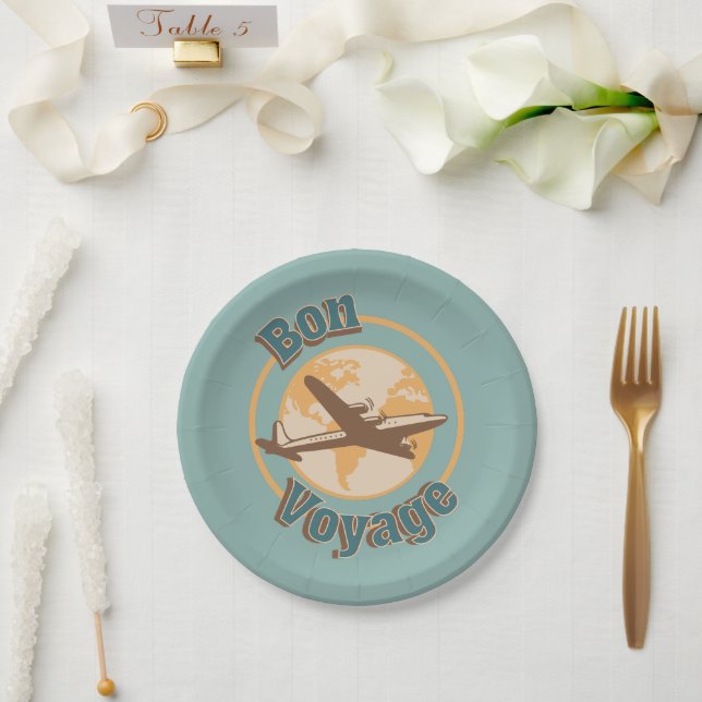 Bon Voyage Let's travel the world design Paper Plate (Wedding)