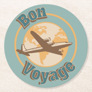 Bon Voyage Let's travel the world design Round Paper Coaster