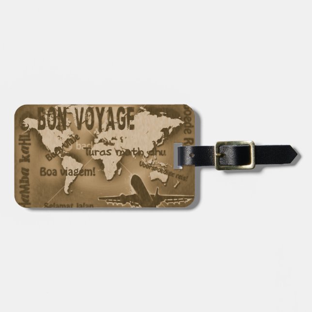 Bon Voyage luggage tag brown (Front Horizontal)