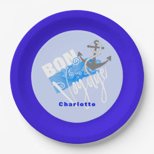 Bon Voyage Nautical Personalised Paper Plate