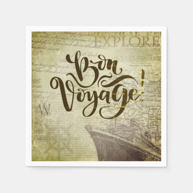 Bon Voyage Paper Party Napkins (Front)