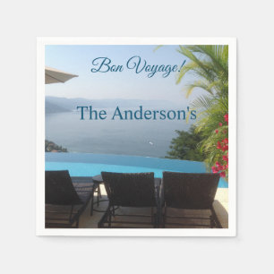 Bon voyage party seaside resort photograph napkin