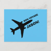 Bon Voyage Plane on Blue Custom Name