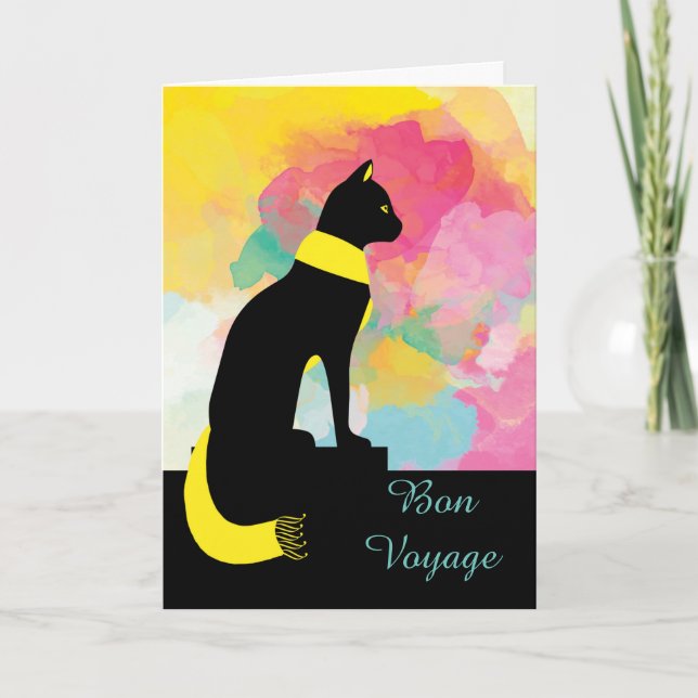 Bon Voyage Purrfect Excursion Black Cat Card (Front)