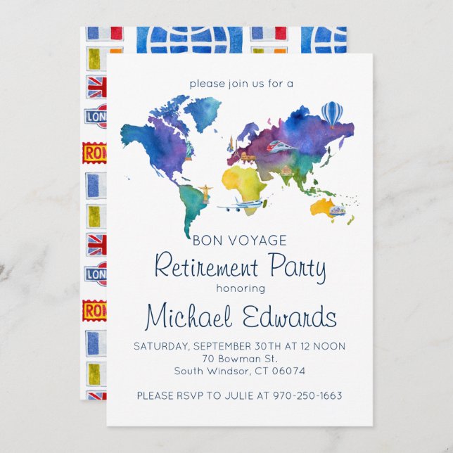 Bon Voyage Retirement Party Invitation (Front/Back)