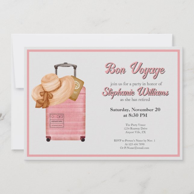 Bon Voyage Retirement Party Suitcase Adventure  Invitation (Front)