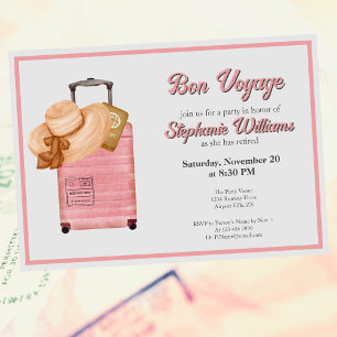 Bon Voyage Retirement Party Suitcase Adventure  Invitation