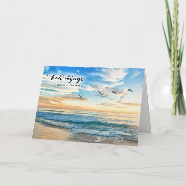 Bon Voyage Safe Travels Sunset Beach Card (Front)