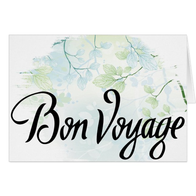 Bon Voyage Serene Green Leaves Card (Front Horizontal)