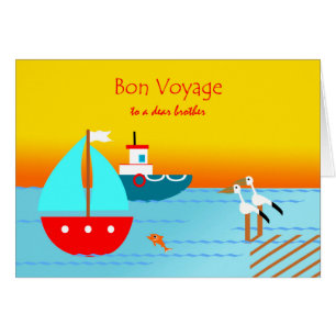 Bon Voyage to a Brother, Boats, Pelicans, Sunset