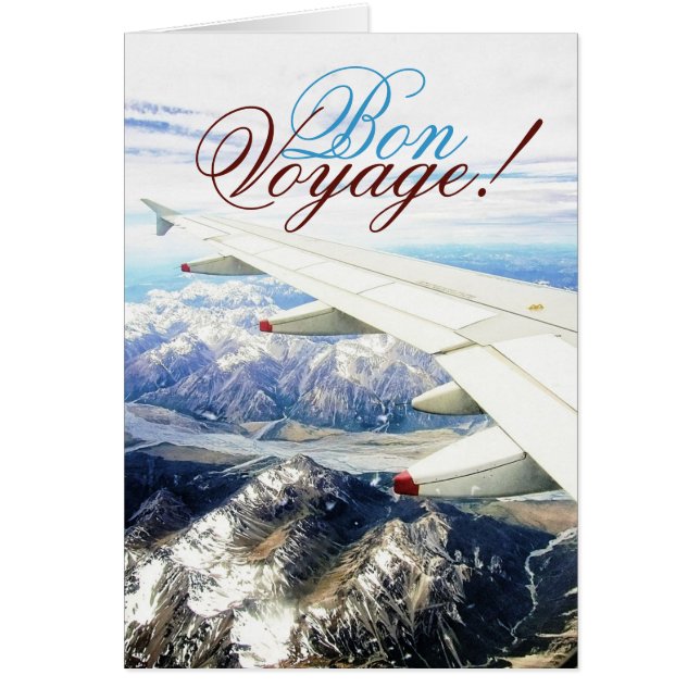 Bon Voyage Travel Snow Plane Template Card (Front)