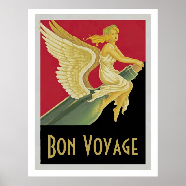 Bon Voyage Vintage Posters, add text personalise Poster (Front)