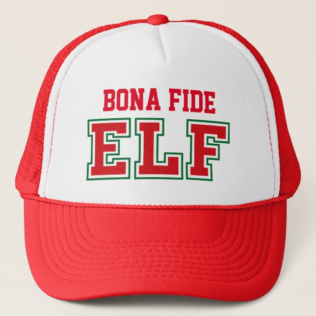 Bona Fide Christmas ELF Trucker Hat (Front)