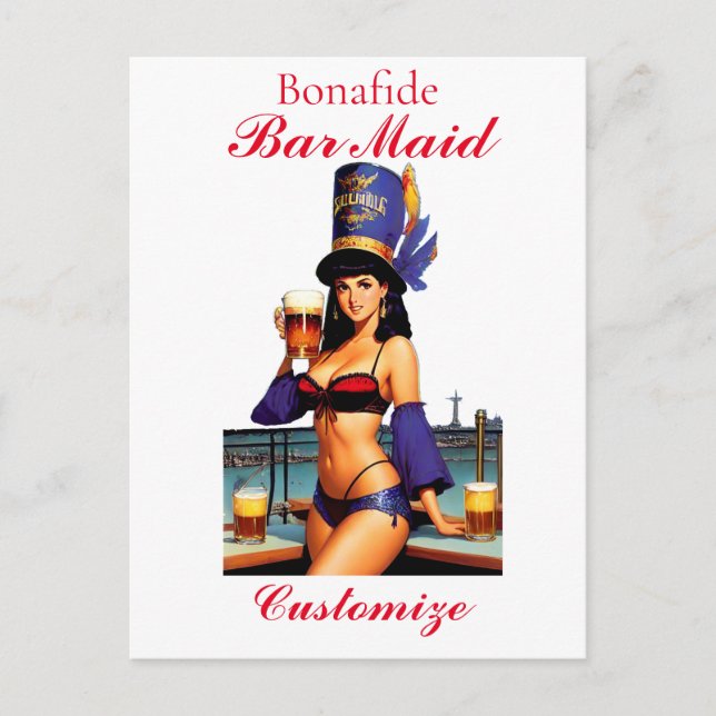 Bonafide Bar Maid Thunder_Cove  Invitation Postcard (Front)