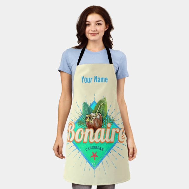 Bonaire Caribbean retro vacation vintage island Apron (Worn)