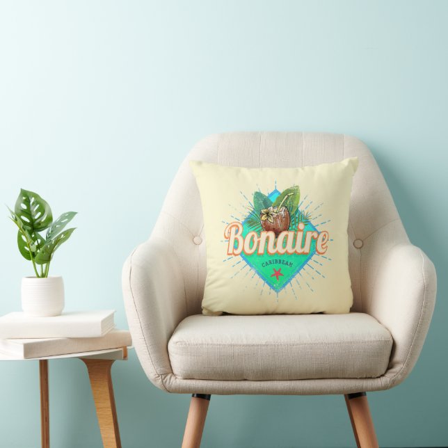 Bonaire Caribbean retro vacation vintage island Cushion (Chair)
