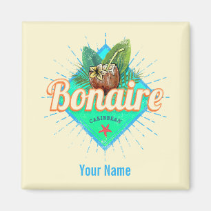 Bonaire Caribbean retro vacation vintage island Lu Magnet