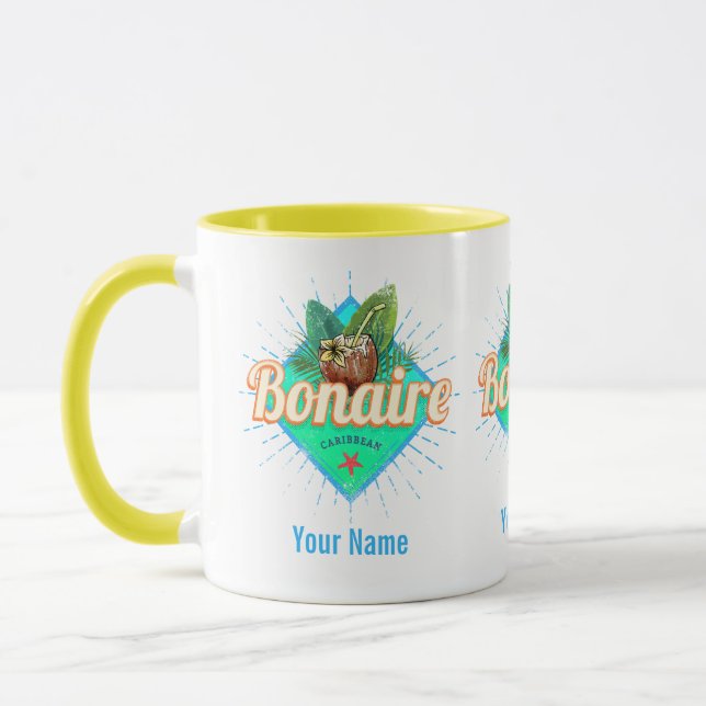 Bonaire Caribbean retro vacation vintage island Mug (Left)