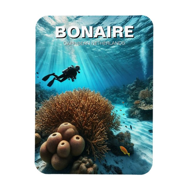 Bonaire Caribean Netherlands Scuba Diver Diving Magnet (Vertical)