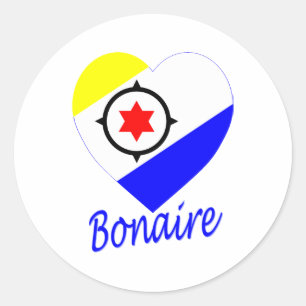 Bonaire Flag Heart Classic Round Sticker
