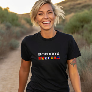 Bonaire Nautical Maritime Sailing Flags Dark Colou T-Shirt