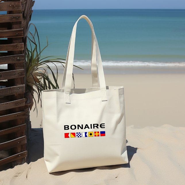 Bonaire Nautical Maritime Sailing Flags Tote Bag (Creator Uploaded)