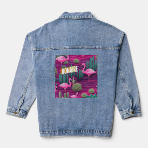 Bonaire pink flamingos denim jacket