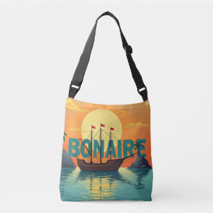 Bonaire sailing ship sunset Crossbody Bag