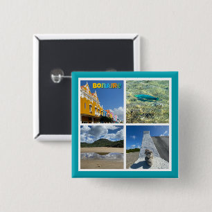 Bonaire Scenic Photo Collage 15 Cm Square Badge