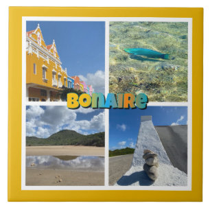 Bonaire Scenic Photo Collage Ceramic Tile