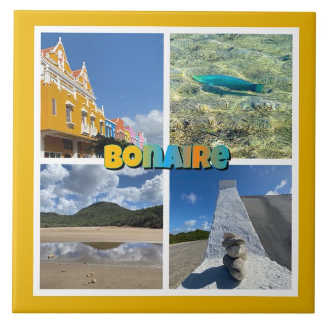 Bonaire Scenic Photo Collage Ceramic Tile (Front)